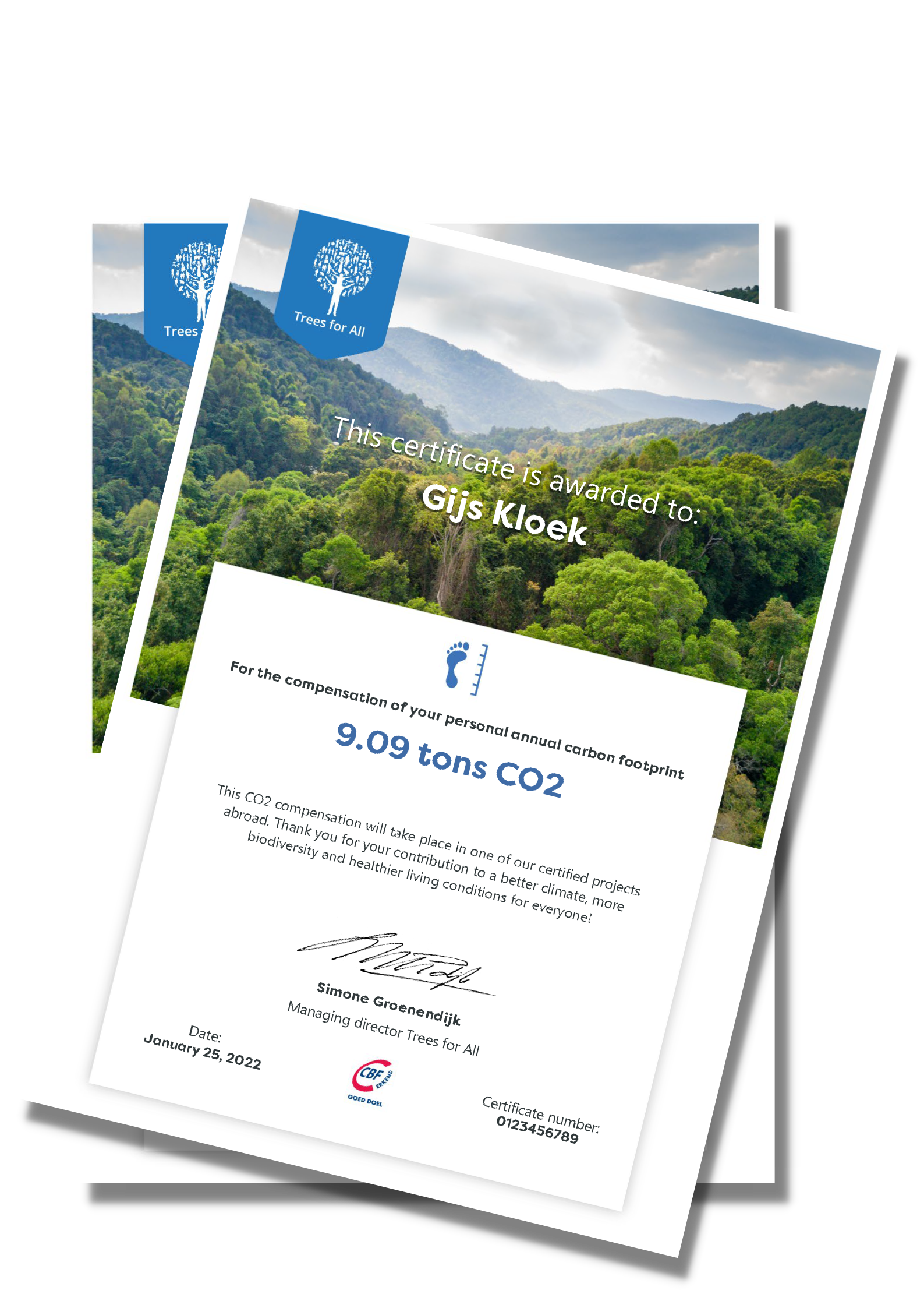 Certificate-CO2-personal-footprint