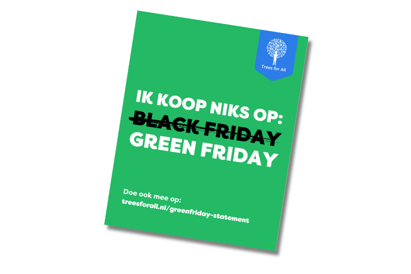 Green Friday statement die je kunt delen om te laten zien dat je meedoet en niet bijdraagt aan overconsumptie. 